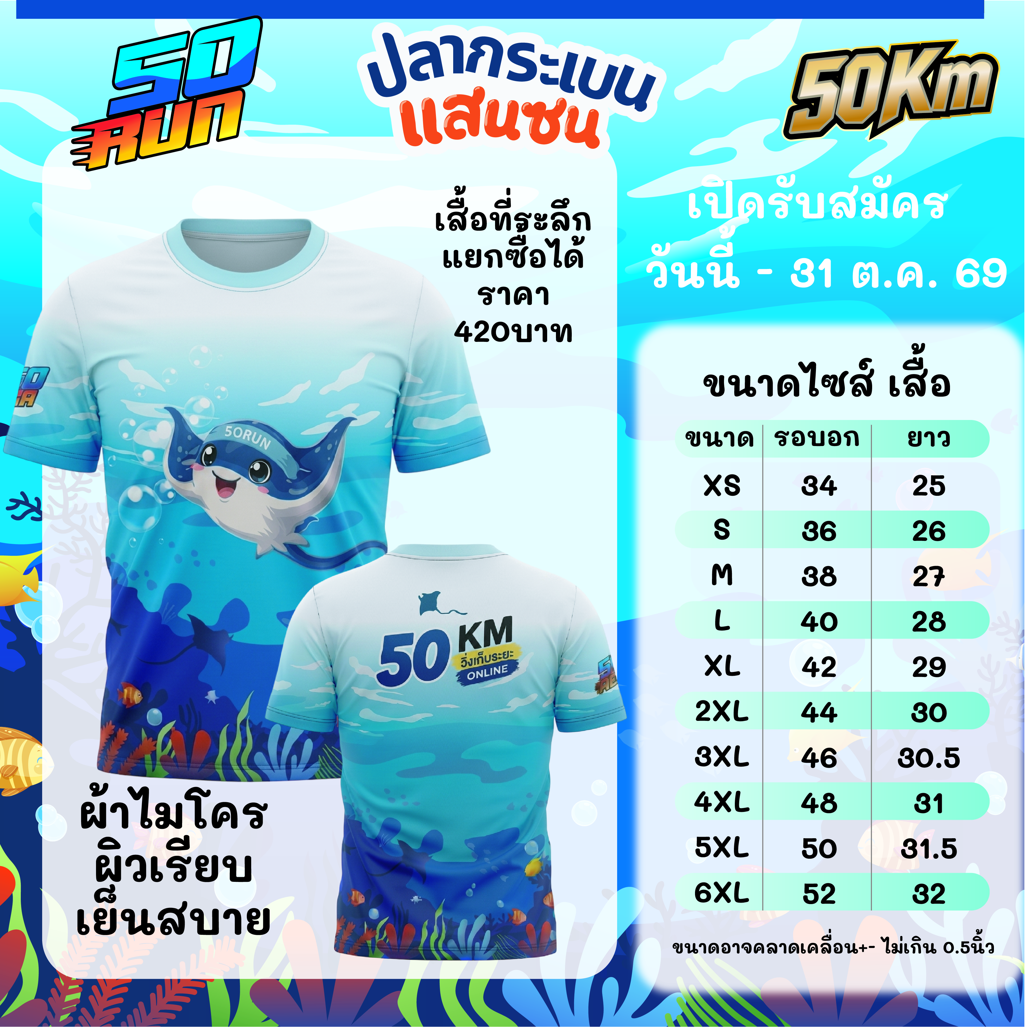 ตารางไซส์เสื้อ