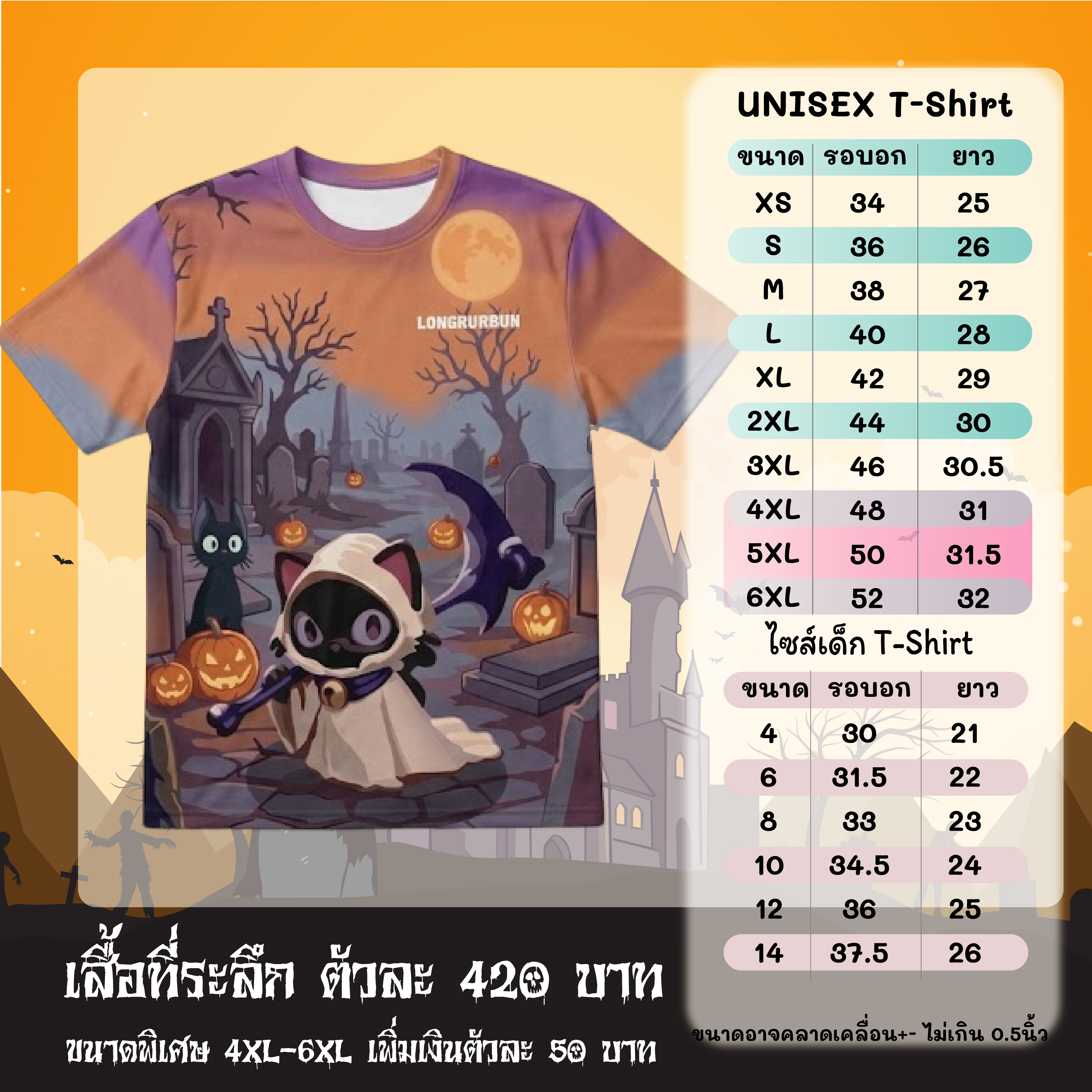 ตารางไซส์เสื้อ